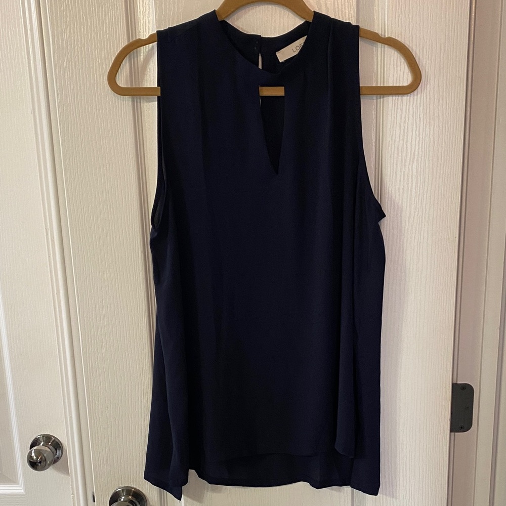 LOFT Navy Sleeveless Keyhole Camisole